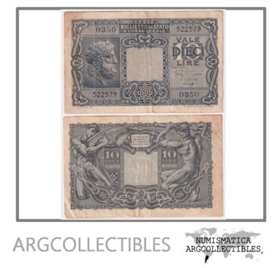 Italia Billete 10 Liras 1944 P-32 VF
