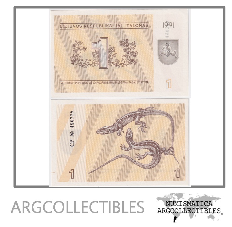 Lituania Billete 1 Talona 1991 P-32 UNC
