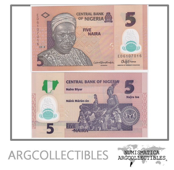 Nigeria Billete 5 Naira 2018 P-38 UNC (Polimero)