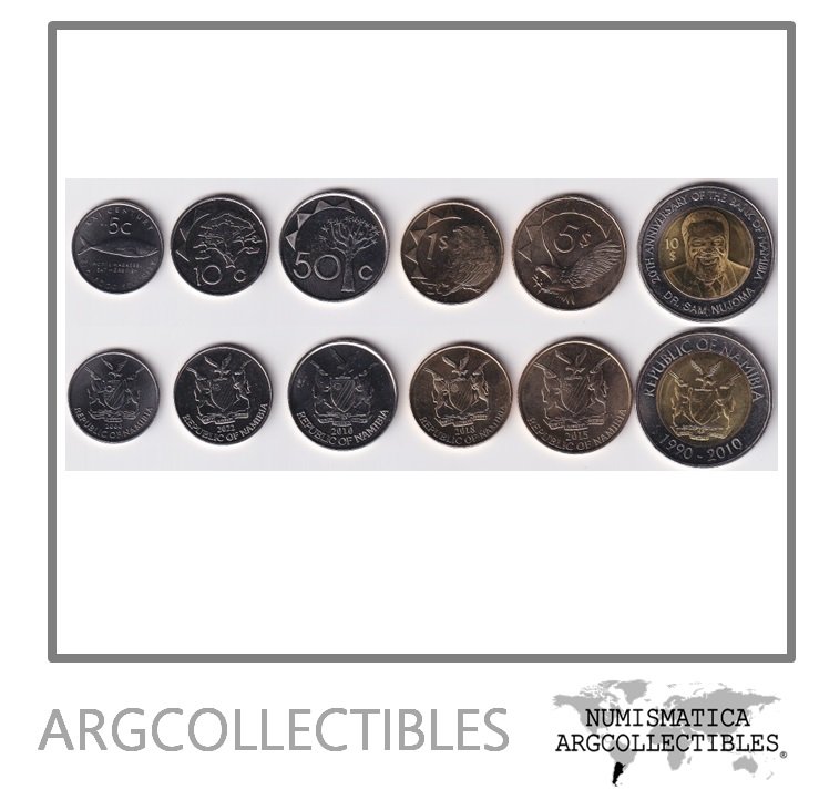 Namibia Set x6 Monedas 2000-2020 UNC