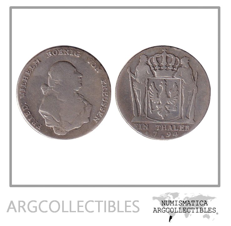 Alemania Moneda 1 Thaler 1794 A Plata Prusia KM-360.1 F+
