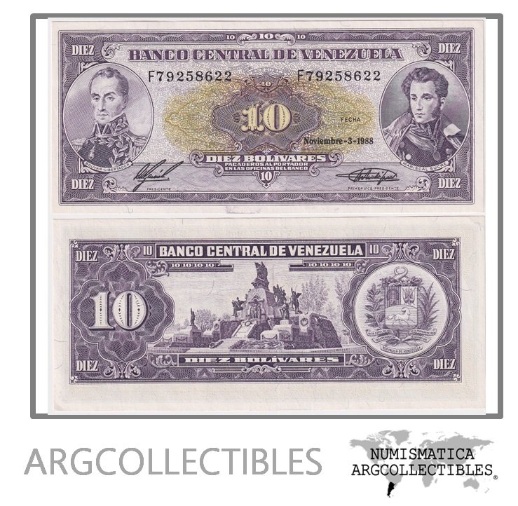 Venezuela Billete 10 Bolivares 1988 P-62 AU