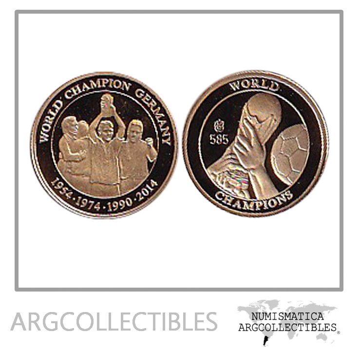 Alemania 2014 Medalla Aniversario Campeon del Mundo Mundial 1954-1974-1990-2014 Oro Proof
