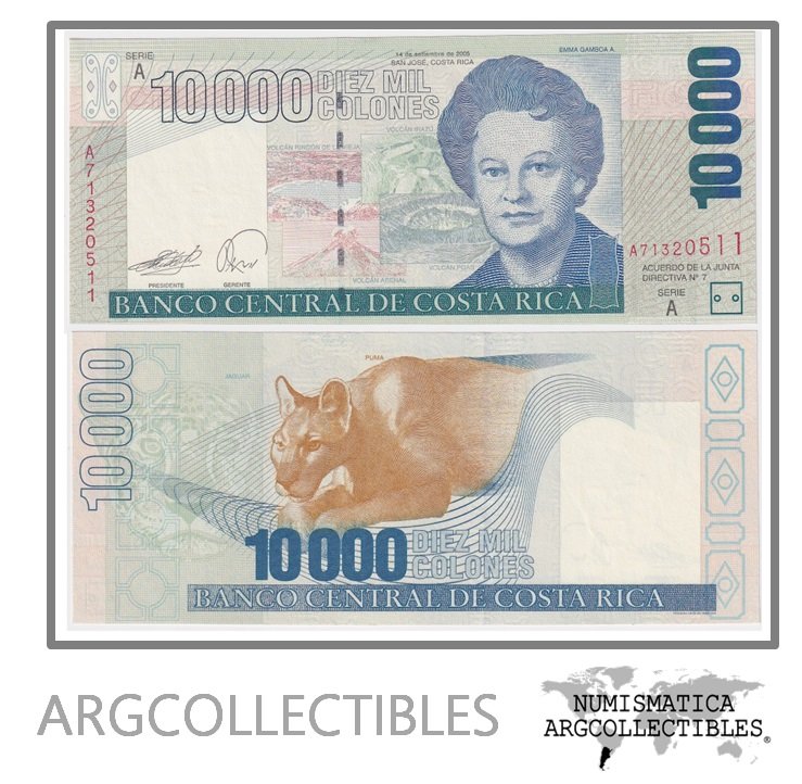 Costa Rica Billete 10.000 Colones 2005 P-267D UNC
