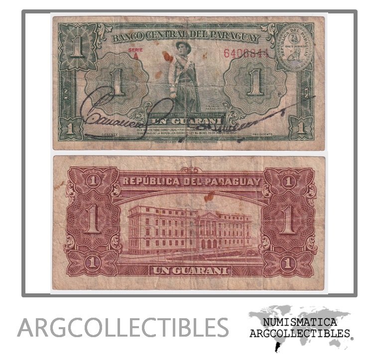 Paraguay Billete 1 Guarani 1952 P-185a F+ (Cabello-Mendez)