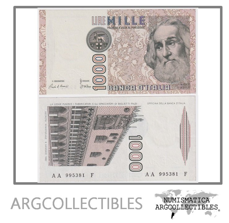 Italia Billete 1.000 Liras 1982 P-109a UNC Serie AA