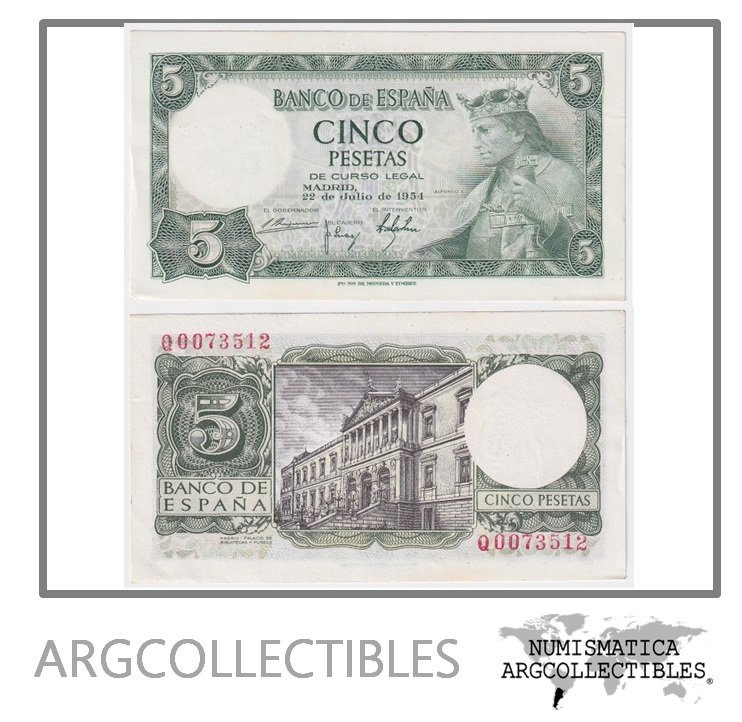 España Billete 5 Pesetas 1954 P-146 AU