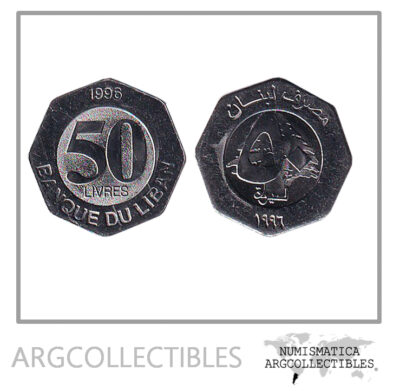 Libano Moneda 50 Libras 1996 Acero KM-37 UNC