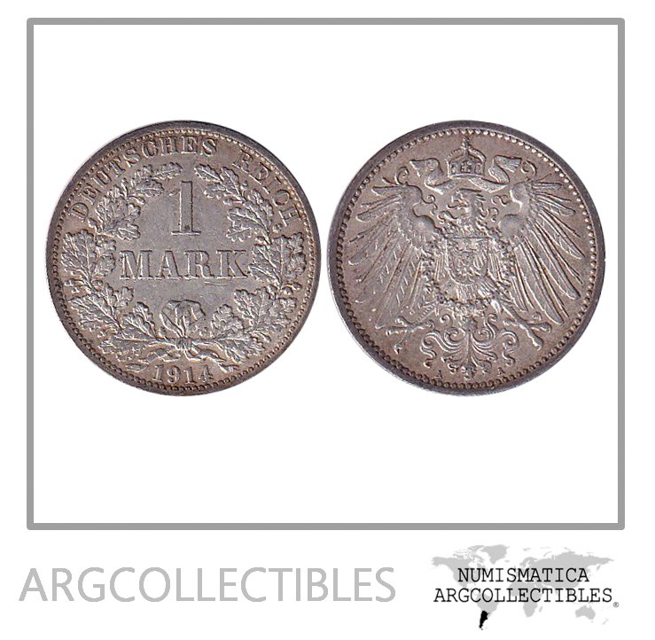 Alemania Moneda 1 Marco 1914 A Plata 900 KM-14 AU