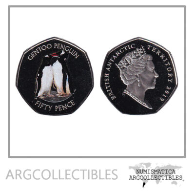Territorios Articos Ingleses Moneda 50 Pence 2019 Pinguino Gentoo Proof