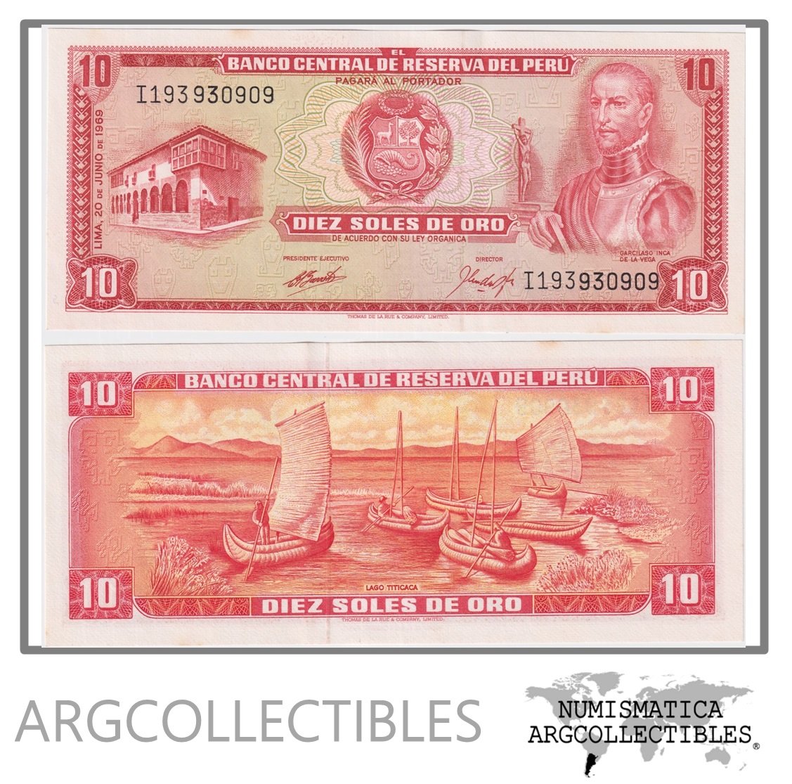 Peru Billete 10 Soles de Oro 1969 P-100 AU