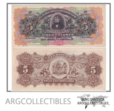 Costa Rica Billete 5 Colones 1903 P-S-122r AU (Specimen Rojo)