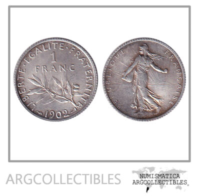 Francia Moneda 1 Franco 1902 Plata 835 KM-844.1 AU