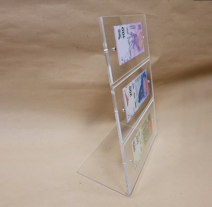Exhibidor Para 3 Billetes de Pie con Imanes Compartimientos Separados - Imagen 2