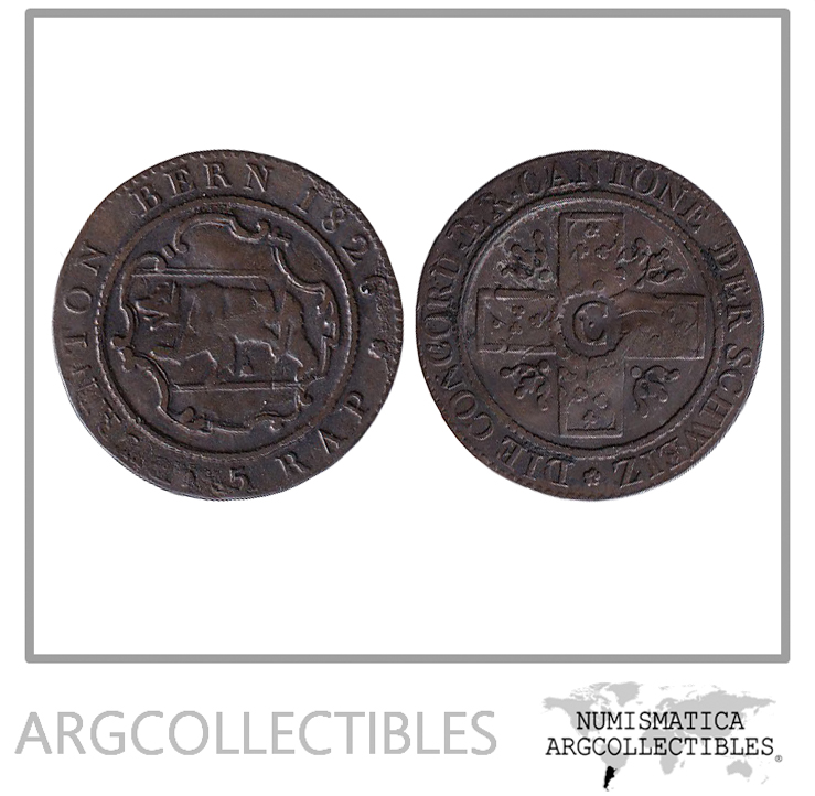 Suiza Moneda 5 Rappen 1826 Vellon Canton Berna KM-192 VF