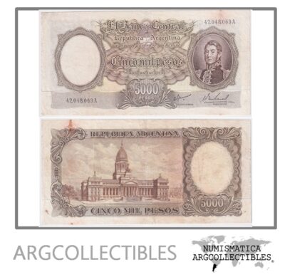 Argentina Billete 5.000 Pesos P-280b/BOT-2181 F+ 1967 Serie A