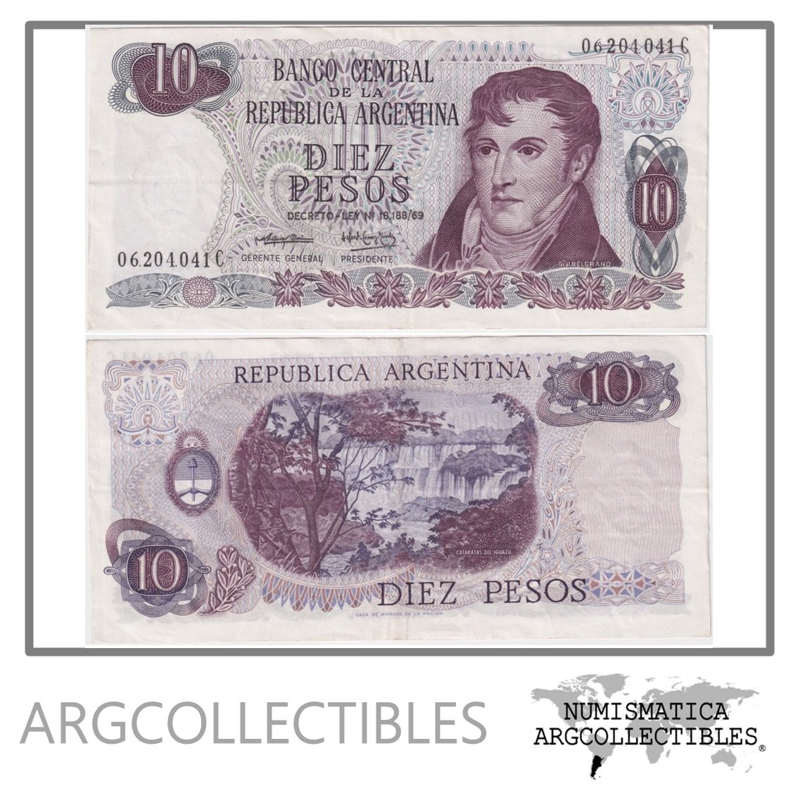 Argentina Billete 10 Pesos P-295/BOT-2350 XF 1973 Serie C