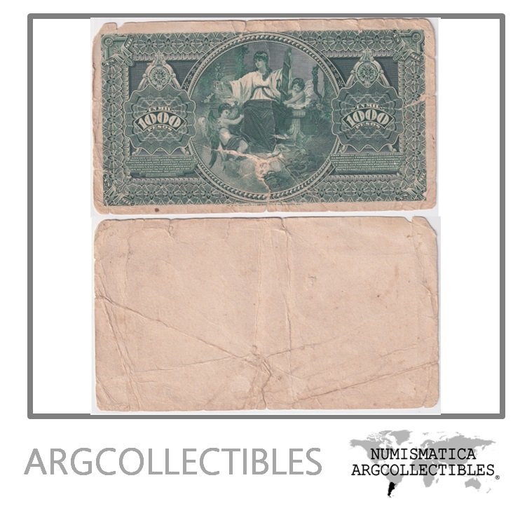 Argentina Billete 1.000 Pesos 1895 BAU-CAJ-21P Poor (Proof Reverso)