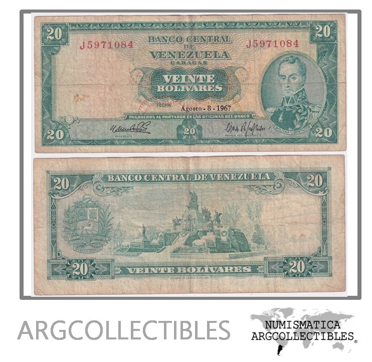Venezuela Billete 20 Bolivares 1967 P-46a VF-