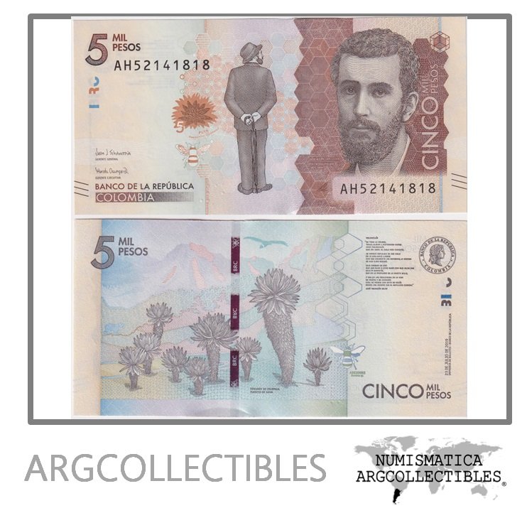 Colombia Billete 5.000 Pesos 2019 P-459 UNC