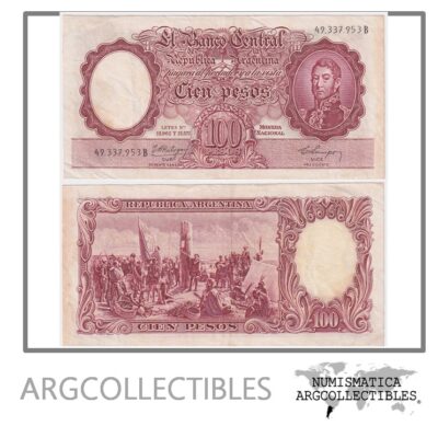 Argentina Billete 100 Pesos P-272b/BOT-2054 VF+ 1959 Serie B