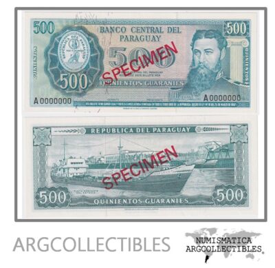 Paraguay Billete 500 Guaranies 1952 (1963) P-200s UNC (Specimen)