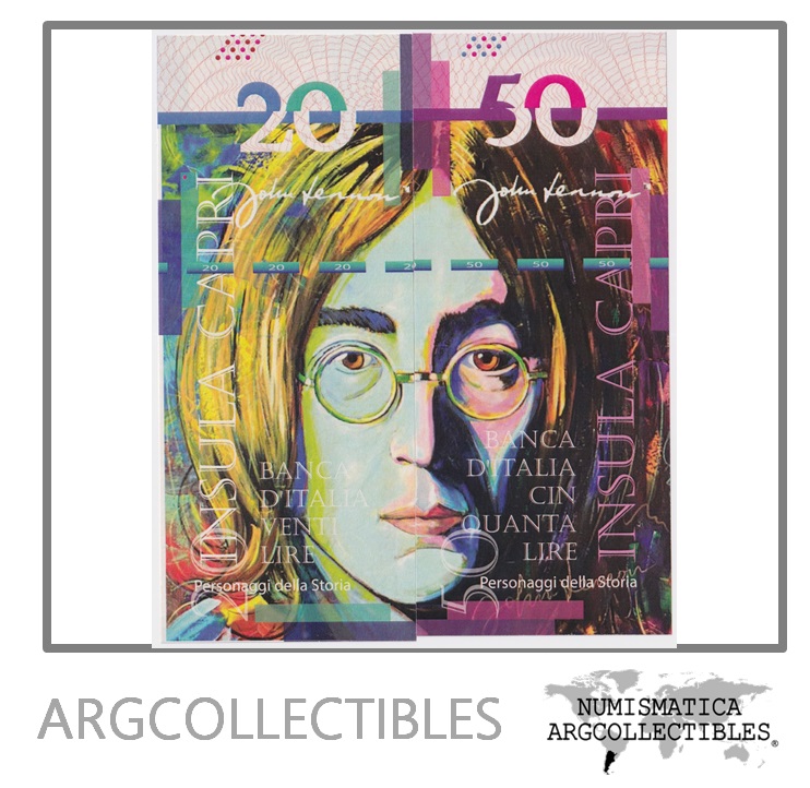 Italia Billete Setx2 20 y 50 Liras Beatles 2022 UNC (Fantasia)