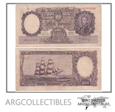 Argentina Billete 1.000 Pesos P-274a/BOT-2140 VF- 1956 Serie B