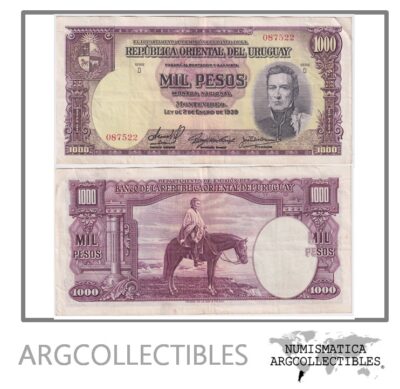 Uruguay Billete 1.000 Pesos 1939 P-41c/CR-10.IX.12 VF+