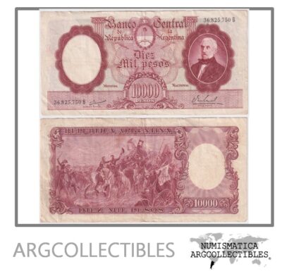 Argentina Billete 10.000 Pesos P-281b/BOT-2196 VF 1968 Serie B