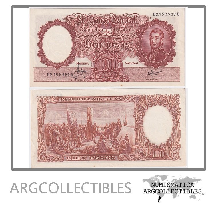 Argentina Billete 100 Pesos P-277/BOT-2086 XF 1969 Serie G