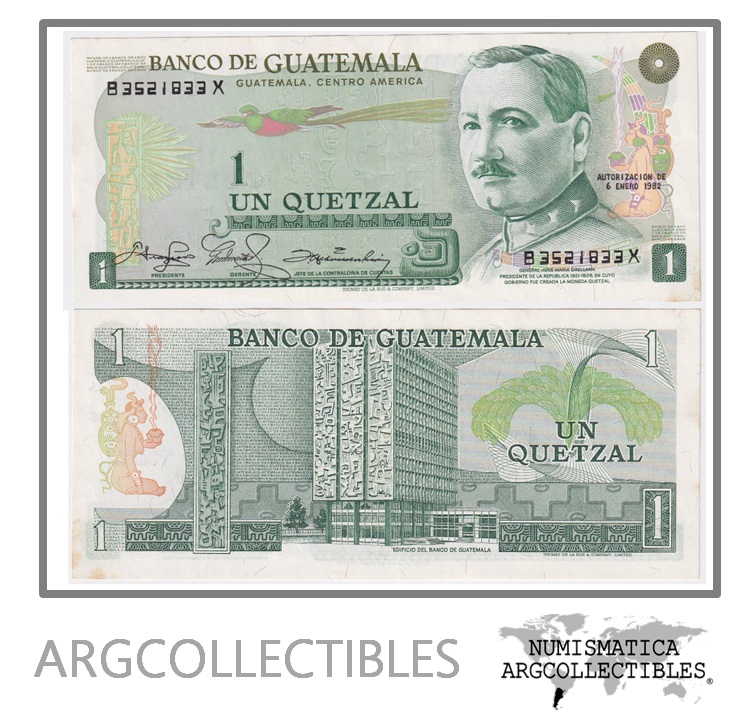 Guatemala Billete 1 Quetzal 1982 P-59c AU