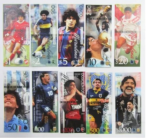 Argentina 2021 Set X 10 Billetes Maradona 1 A 1000 Diegos - Imagen 2