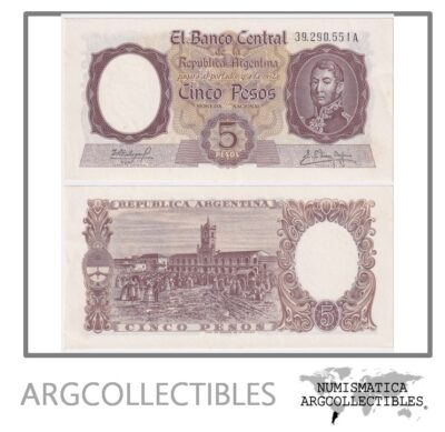 Argentina Billete 5 Pesos 1960 P-275c/BOT-1923 UNC (Serie A)