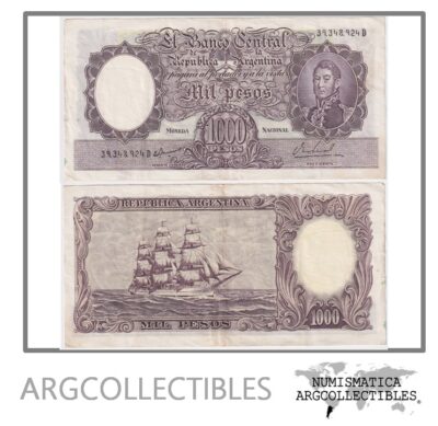 Argentina Billete 1.000 Pesos P-279b/BOT-2167 VF+ 1968 Serie D