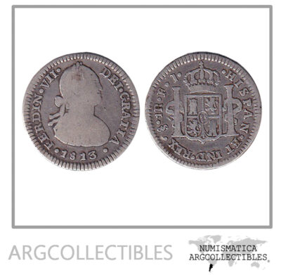 Chile Santiago Moneda 1 Real 1813 FJ Plata Ferdin VII KM-65 VF