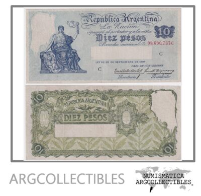 Argentina Billete 10 Pesos 1934 P-245c/BOT-1634 VF+ Serie C