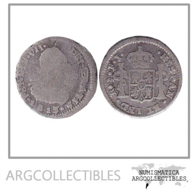 Chile Santiago Moneda 1/2 Real 1813 FJ Plata KM-64 F+