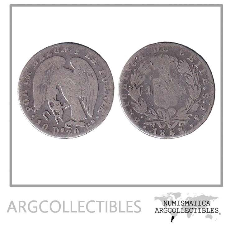 Chile Moneda 1 Real 1843 Plata 900 KM-94.2 F+
