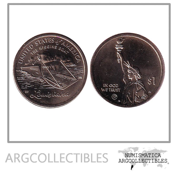 USA Moneda 1 Dolar 2023 D Laton Barco de Higgins Louisiana UNC