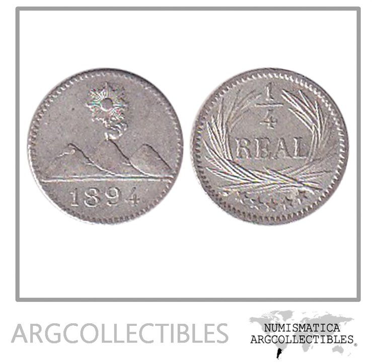 Guatemala Moneda 1/4 Real 1894 Plata KM-162 AU