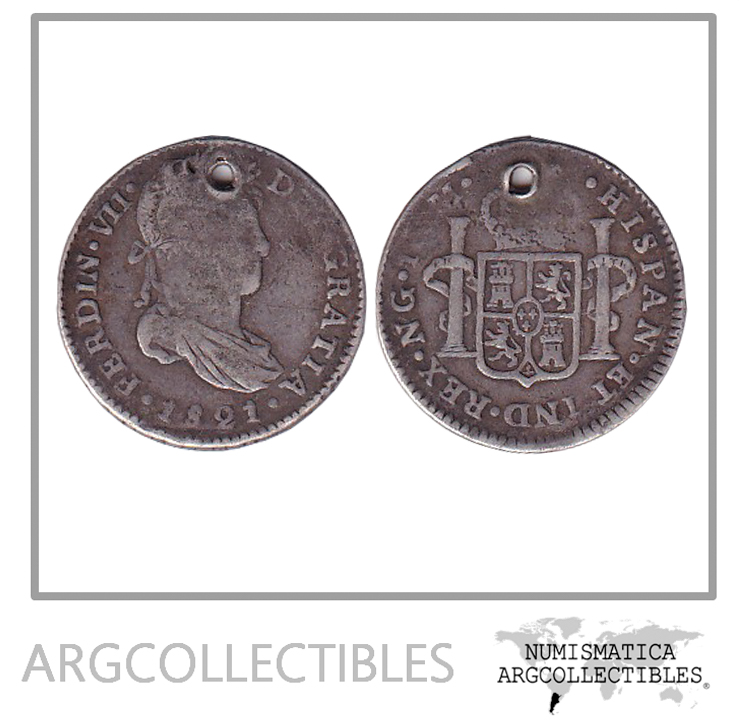 Guatemala Moneda 1/2 Real 1821 NG M KM-65 Plata