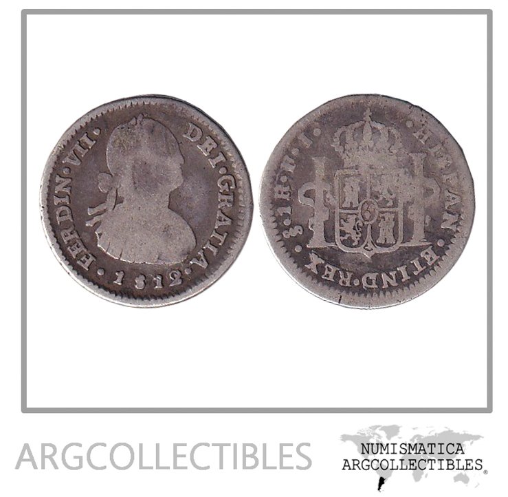 Chile Moneda 1 Real 1812/1 FJ Plata 896 Fernando VII KM-65 F+