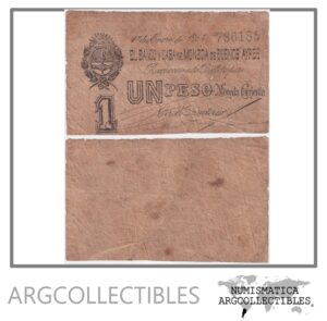 Argentina Billete 1 Peso 1864 Banco y Caba de Moneda de Buenos Aires P-S-441a/BAU-BA-88a F+