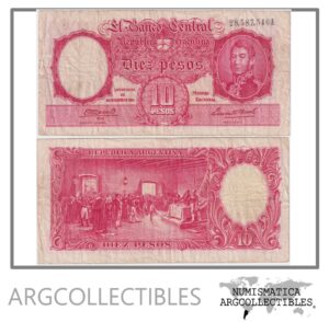 Argentina Billete 10 Pesos 1944 P-265c/BOT-1929 F+ (Serie A)