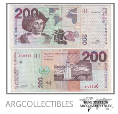 El Salvador Billete 200 Colones 1997 P-152a VF+ (Serie D)