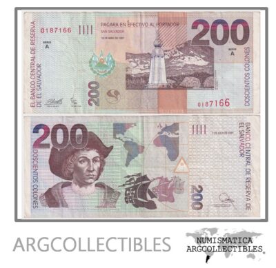 El Salvador Billete 200 Colones 1997 P-152a VF+ (Serie A)