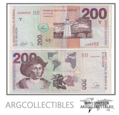 El Salvador Billete 200 Colones 1997 P-152a VF+ (Serie E)