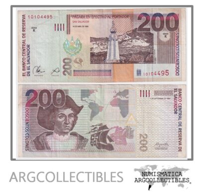 El Salvador Billete 200 Colones 1999 P-158 VF+ (Serie K)
