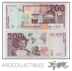 El Salvador Billete 200 Colones 1999 P-158 VF+ (Serie J)